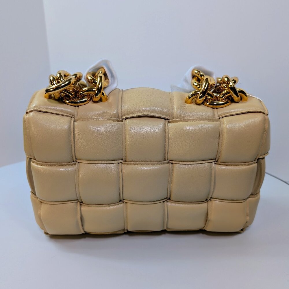 Bottega Veneta Cream Lambskin “The Chain” Cassette Shoulder Bag - Picture 1 of 15